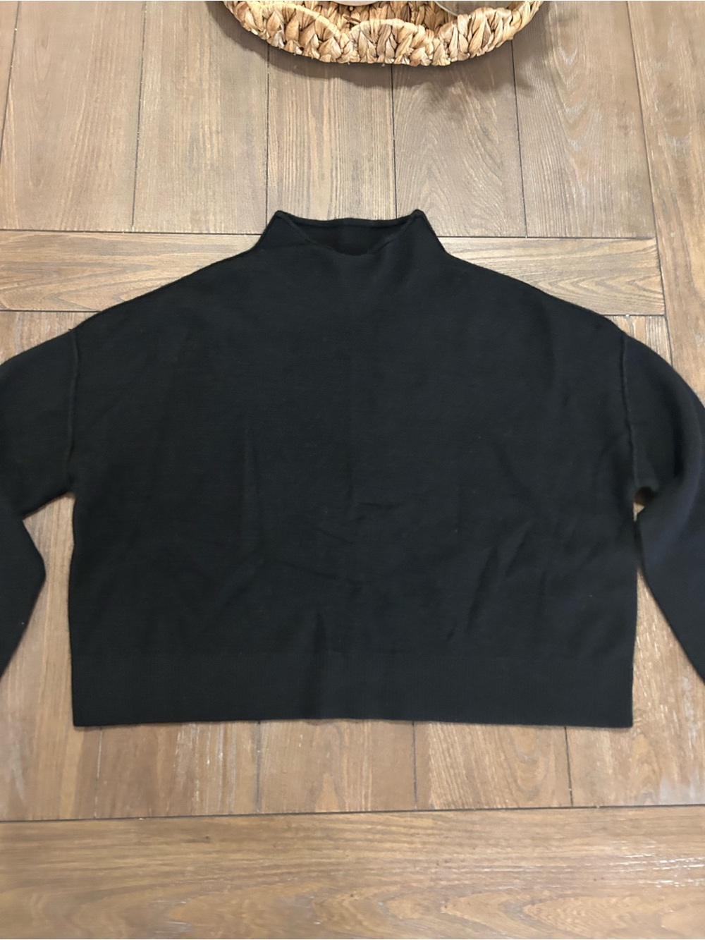 Pilcro Black Mock Neck Cropped Sweater